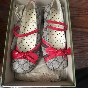 Kids Designer Red and Gray Shoes